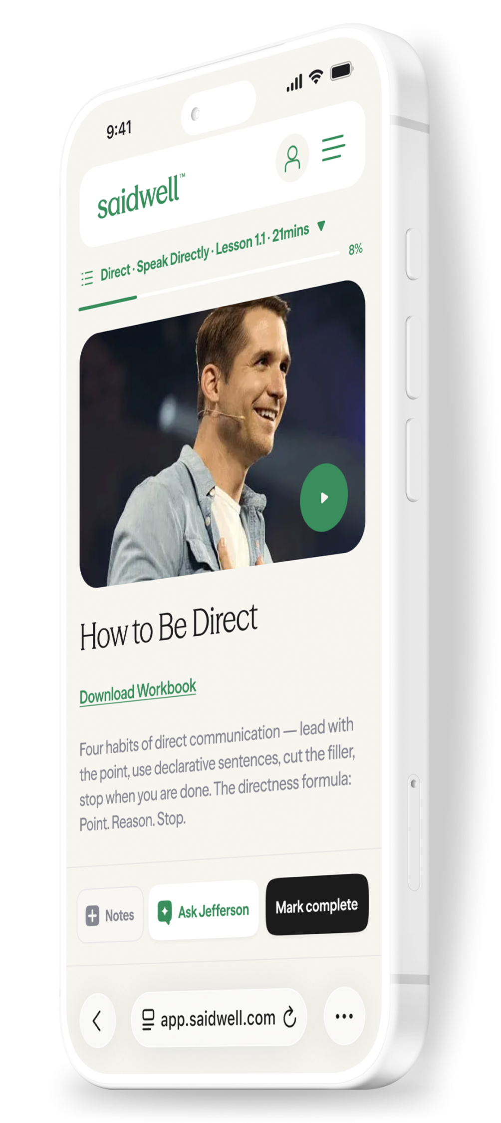 The saidwell app on a phone